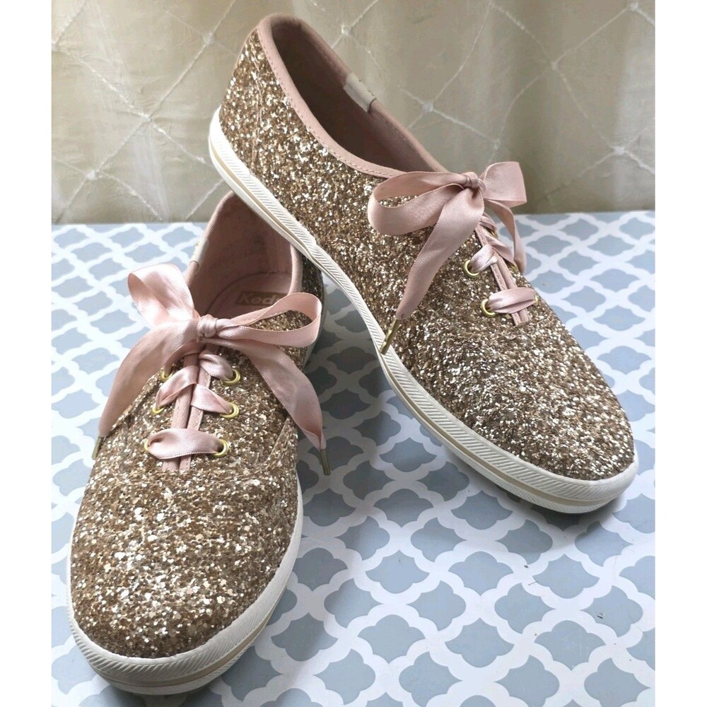 Keds x Kate Spade New York Champion Glitter Sneakers Rose Gold Color US 7.5